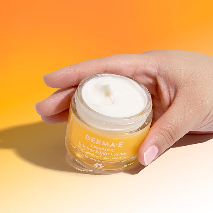 DERMA-E Vitamin C Intense Night Cream, 2 Oz, Brightening and Hydrating Facial Skin Renewing Cream, Anti-Aging Overnight Face Moisturizer for Skincare and Youthful Radiance