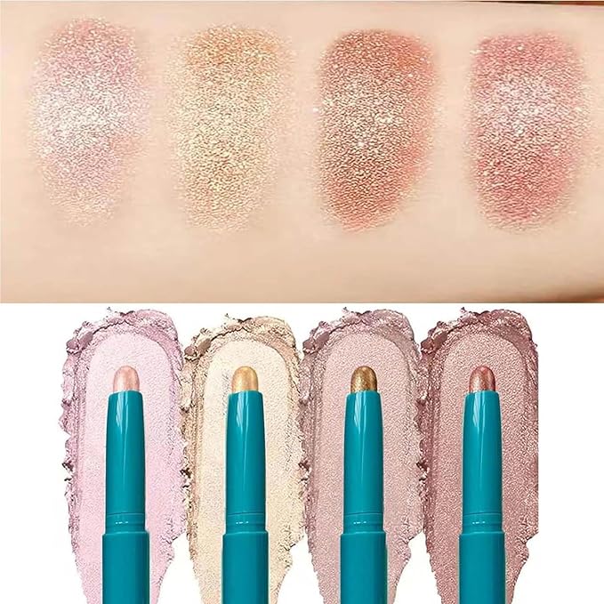 5 color set Eyeshadow Stick Eye Brightener Stick Eyeliner Pencil Cream Shimmer Glitter Women Eye Makeup Eye Shadow Sticks Pencil Highlighter Natural Waterproof Long Lasting