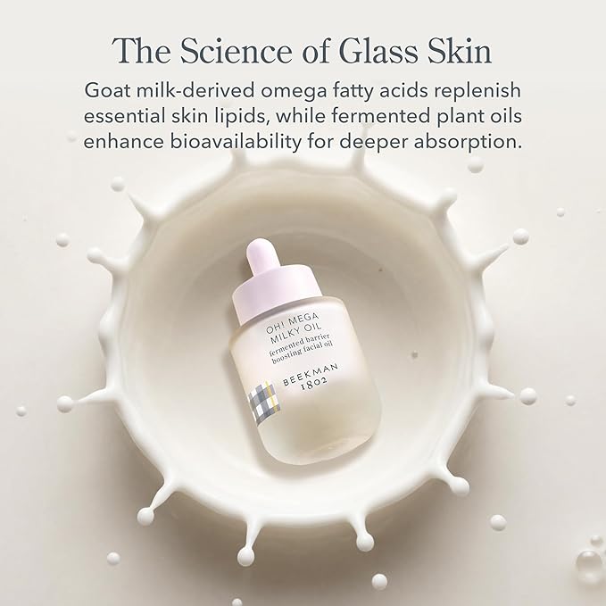 Beekman 1802 Oh! Mega Milky Facial Oil – Hydrating Vitamin C & Niacinamide Serum – Repairs Skin Barrier & Reduces Dark Spots – Fragrance Free, Sensitive Skin Safe – Packaging May Vary – 0.5 Fl Oz