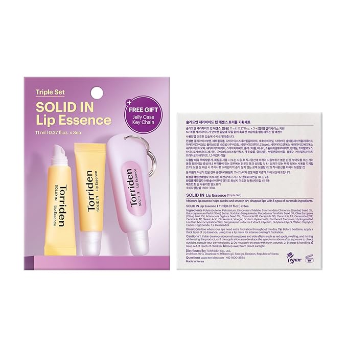 Torriden SOLID In Ceramide Lip Essence | Moisturizing Lip Essence for Glowy, Plumped, and Radiant Lip | Korean Lip Balm (Jelly Case Key Chain Included)