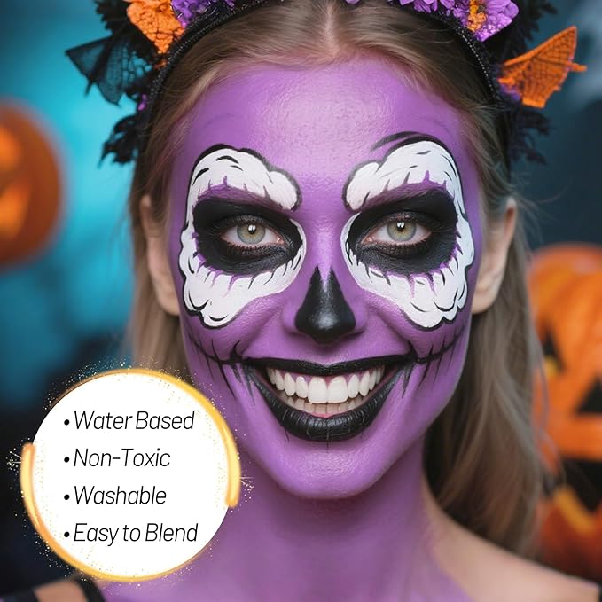 Light Purple Water Based Face Body Paint, 2.37 OZ Large Tube Full Coverage Face Paint for Ursula Cosplay Makeup,Washable Light Purple Body Painting for Adult Costume Party Halloween SFX Makeup