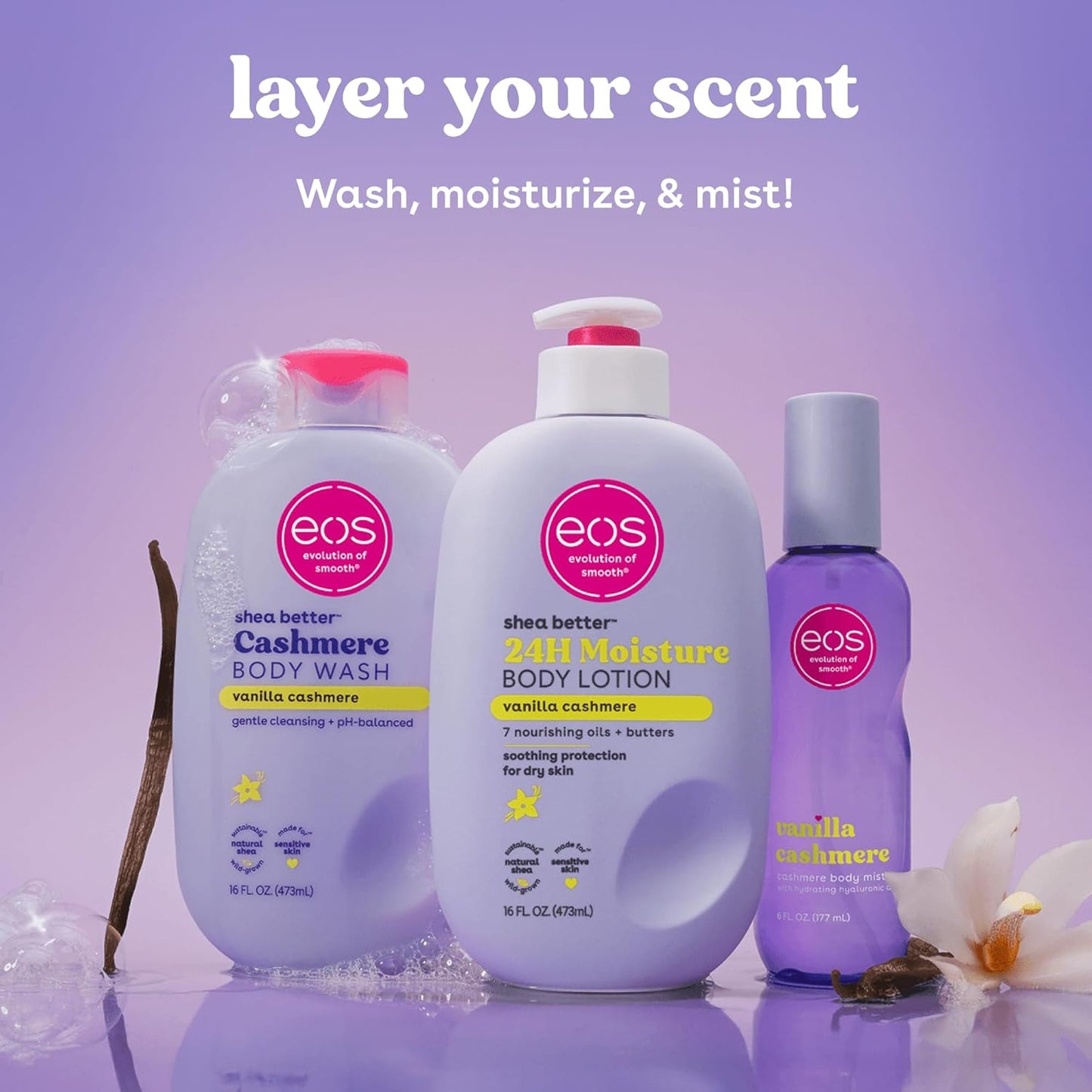 Shea Better Body Lotion Vanilla Cashmere, 24-Hour Moisture Skin Care, Lightweight & Non-Greasy, Natural Shea, Vegan, Vanilla Body Lotion, 16 Fl Oz