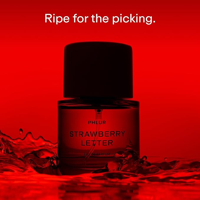 PHLUR Strawberry Letter Eau de Parfum - Full Size Perfume Spray - Strawberry Gourmand Fine Fragrance (50mL) | Full Size, for Women & Men, Fine Fragrance