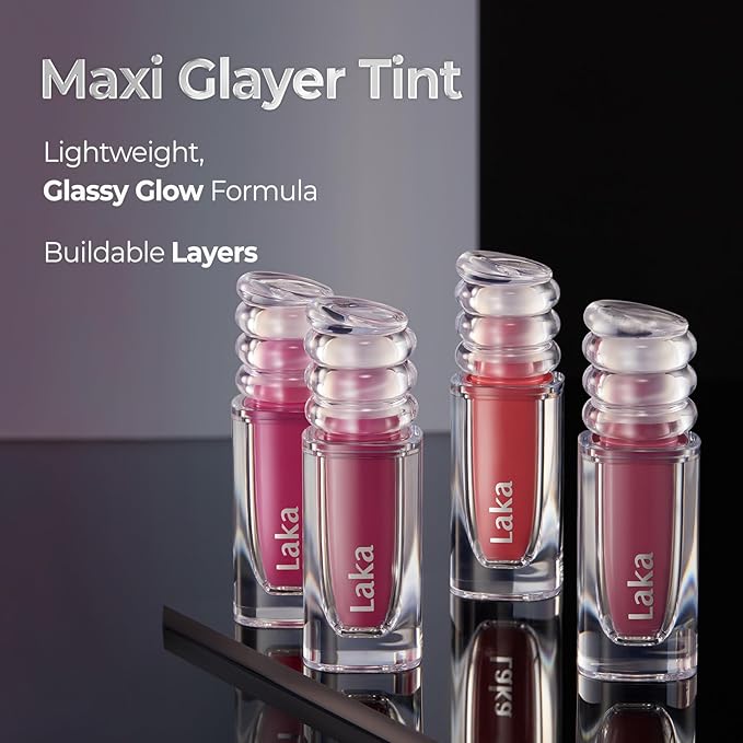 Laka Maxi Glayer Tint 3.8g/0.13oz, Glass Layer of Gloss, Ultra Glow & Vivid Layerable Pigments, High Shine Lip Oil, K-Beauty (#603 Bibi)