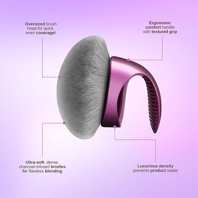 Body Makeup Brush – Extra Large Kabuki Applicator for Self Tanner, Bronzer & Foundation – Flawless, Streak-Free Airbrushed Finish – Vegan, Charcoal-Infused Bristles