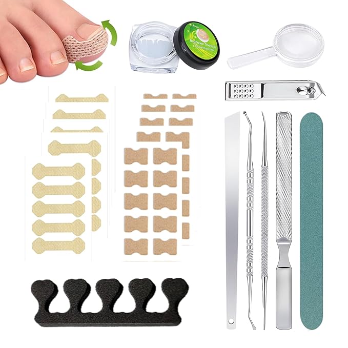 Ingrown Toenail Corrector Kit with Magnifier and Correction Strips, Professional Ingrown Toenail Treatment Tools Set, Safe and Effective Nail Care for Home Use
