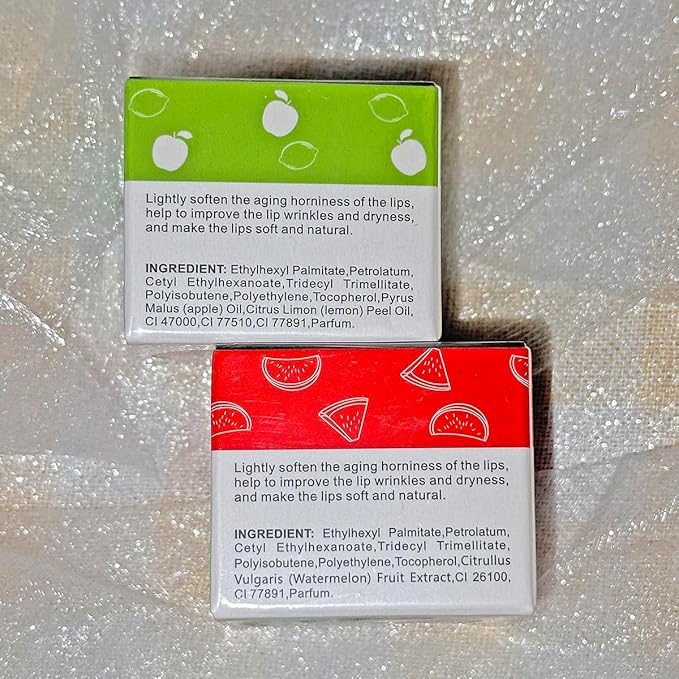 4 Packs Fruit Lip Balm, Moisturizing & Smoothing Lip, Hydrate Repair Prevent Dry Cracked Lip Sleeping Lip Mask, Effective Reduces Lip Lines Lip Care (Apple Lime & Watermelon)