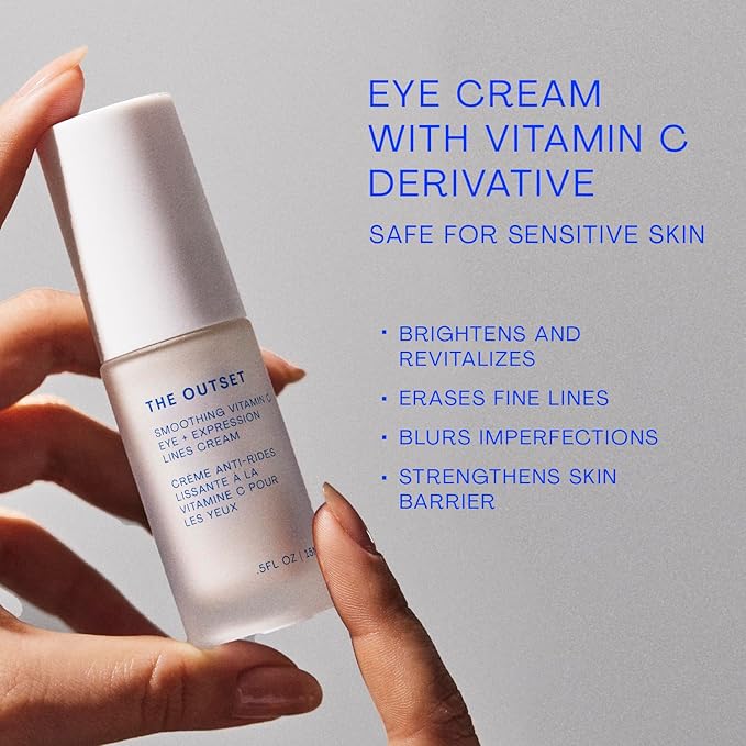 The Outset Vitamin C Eye Cream, Brightening, Hydrating & Wrinkle-Reducing for Fine Lines & Expression Wrinkles, Gentle, Fragrance-Free, Clean, Vegan & Gluten-Free Skincare - 0.5 fl oz
