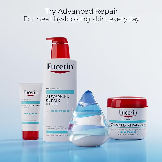 Eucerin Advanced Repair Body Lotion for Very Dry Skin, Unscented Lotion Formulated with Ceramides, 16.9 Fl Oz Bottle