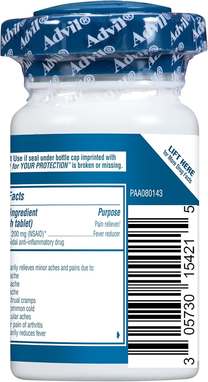 Advil Pain Reliever and Fever Reducer, Pain Relief Medicine with Ibuprofen 200mg for Joint Pain, Muscle Ache and Minor Arthritis Pain Relief - 200 Coated Tablets with Easy Open Arthritis Cap