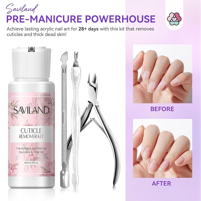 SAVILAND Acrylic Nail Kit with Drill: Professional Acrylic Nail Set with Powder, Liquid, Brush, Cuticle Remover & Oil, Essentials Tools for Beginners – DIY Manicure Kit for Home or Salon Use