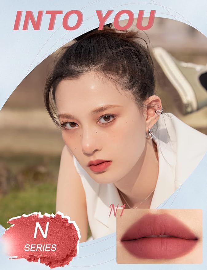 INTO YOU Matte Lipstick, Super Stay Soft Clay Mousse Lip Mud, Dual-Use For Lips And Cheeks, Pink Long Lasting Waterproof Lip Stain