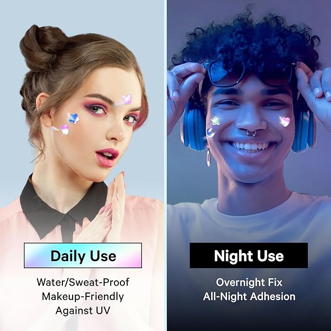 Sosky Hologram Pimple Patches for Face, Hydrocolloid Acne Patches with Salicylic Acid, Cute Star Zit Stickers,Colorful Blemish Covers,48 Count Blue Butterfly