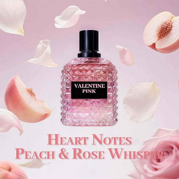 A CENTER Valentine Pink Perfume for Women, Floral Notes Eau de Parfum Spray Casual Daily Cologne 3.4 Fluid Ounce/100Ml Women Fragrance Daytime & Casual Use, for all Skin Types