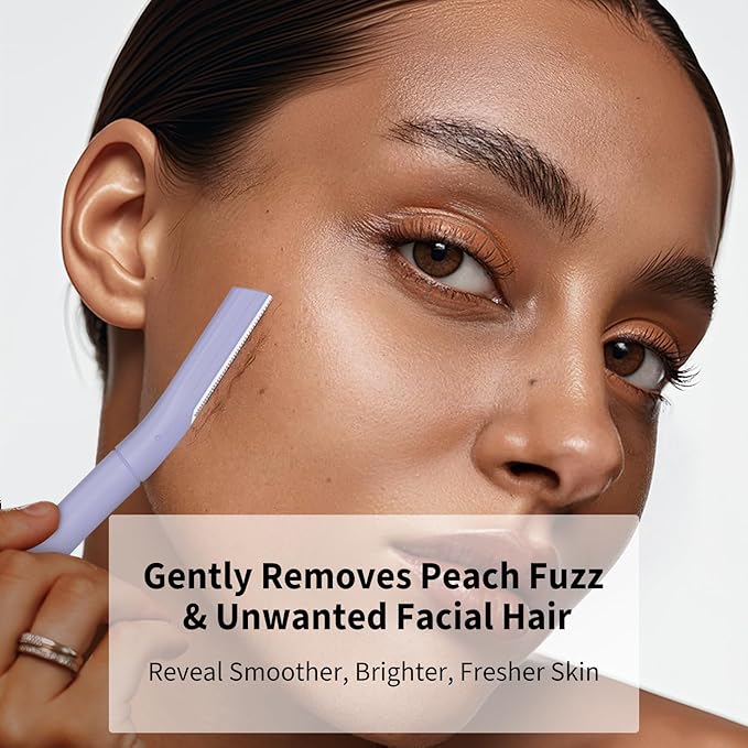 Dermaplane Razor, Face Razors for Women, Dermaplaning Tool with Microblades for Face, Gentle Facial Exfoliation, Peach Fuzz Removal and Eyebrow Shaping, Skin Care Tool for Smoother Skin, Lilac