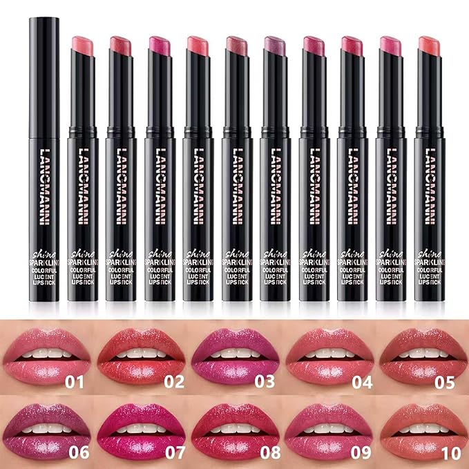 Purple Lipstick For Women Matte Nude Glitter Shimmer Metallic Highly Pigmented Moisturizing Lip stick Hypoallergenic Waterproof Long Lasting Lipsticks Quick Makeup Lightweight Portable 03#