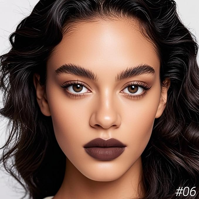 Erinde Matte Lipstick Crayon for Women, Dark Purple Brown 24 Hour Lipstick Lip Liner Pencil, Neutral Lip Stick Long Lasting Waterproof, Vegan & Cruelty-Free, 06