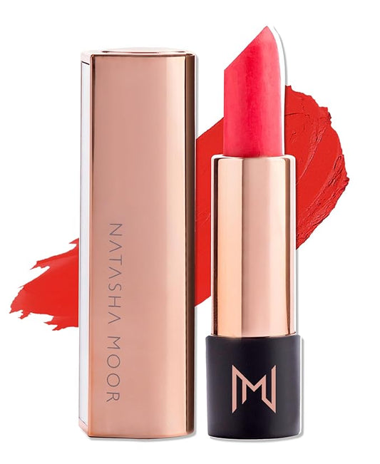 NATASHA MOOR Silk Suede Lipstick for Women - Long-Lasting, Waterproof Lipstick with Hydrating Semi-Matte Finish - Creamy, Cruelty-Free - Highly Pigmented with Mirror - 24-Hour Stay Power (INEVITABLE)