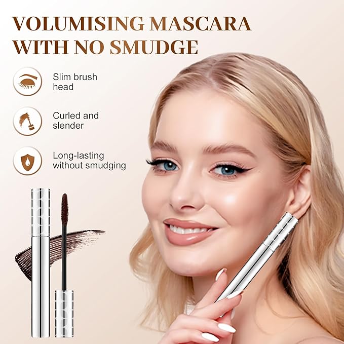 Mascara for Older Women 60 Plus, 2026 New Mascara Volume and Length for Mature Women with Thinning Lashes, Non Clumping Waterproof Long Wear (2PC Mix)