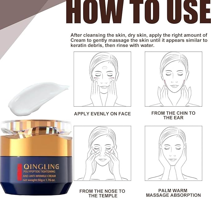 Qingling Face Cream, Qingling Wrinkle Removal Cream, Quinglin Polypeptide Tightening and Anti-Wrinkle Moisturizer, Face & Neck & Eye Lotion 3-In-1 (1)