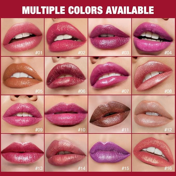 Plum Purple Shimmer Metallic Moisturizing Glow Plumping Lipstick Makeup, Lipstick with Metallic 3D Shine Lightweight Hydrating Formula, Glitter Lip Gloss Stain Long Lasting Waterproof (03#Plum Purple)