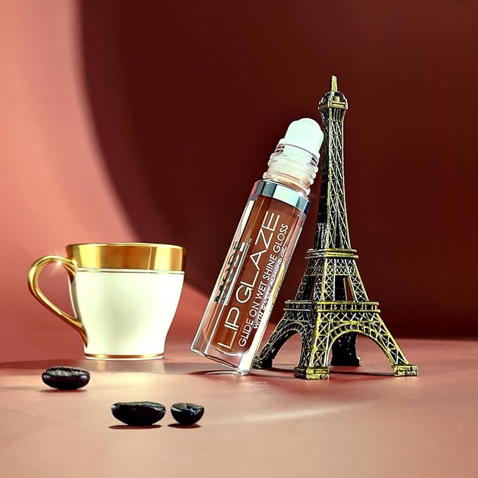 MODE Lip Glaze Flavored Lip Gloss COFFEE IN PARIS Delicious Yummy Flavor, Roll On Sweet Wet Nourishing Shine, Hydrating Natural Skincare Fruit Oils, Made in NY USA