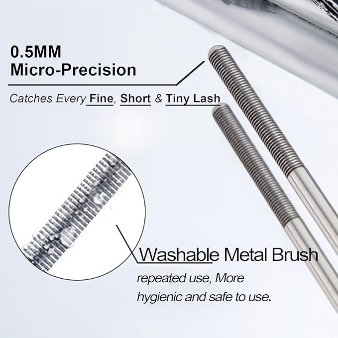 Black Washable Metal Mascara Wand, Waterproof Iron Wand Mascara Washable, Natural Length Slim Volume Buildable Formula, Separated Lashes, Long Lasting Smudge-Proof No Flaking Tint