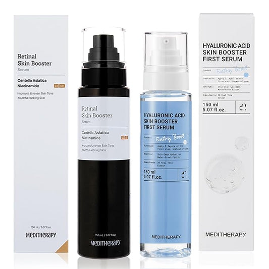 The Glass Skin Booster Duo – Retinal Skin Booster Serum + Ultra-Hydrating Hyaluronic Acid Serum (K-Beauty Set)