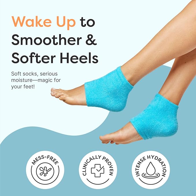 ZenToes Moisturizing Socks for Cracked Heel Treatment, Vitamin E, Olive Oil and Jojoba Oil Infused Heel Socks, Galentines Day Gifts, Self Care Gifts for Women (Fuzzy Blue, Regular)