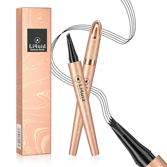 Microblading Eyebrow Pen - Long Lasting Waterproof Brow Pencil With Micro-Fork Tip Applicator and Stays on All Day (Black)