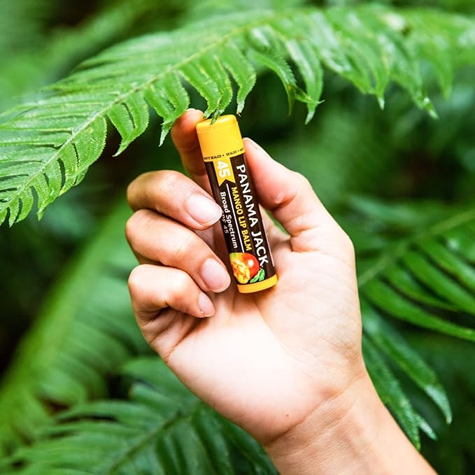 Panama Jack Sunscreen Lip Balm - SPF 45, Flavor Pack, Broad Spectrum UVA-UVB Sunscreen Protection, Prevents & Soothes Dry, Chapped Lips (Mango/Tropical)