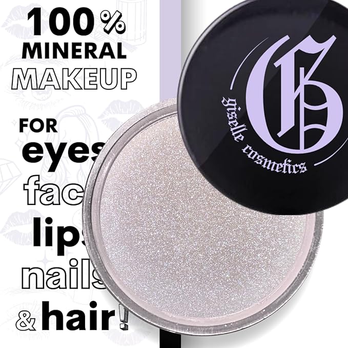 White Sapphire Loose Mineral Eyeshadow - Organic, Talc-Free, Sparkly Eyeshadow Palette, Iridescent Shimmer, Cream & Metallic Options, Pink Glitter, Make Up Eye Shadow