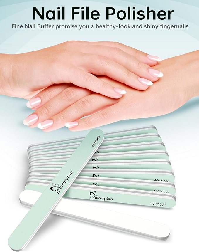 Maryton Nail Buffer and Shine Kit - 10pcs Nail Shine Buffer Blocks for Natural Nails Polisher Fingernail Buffer Buffing File 400 6000 Grit