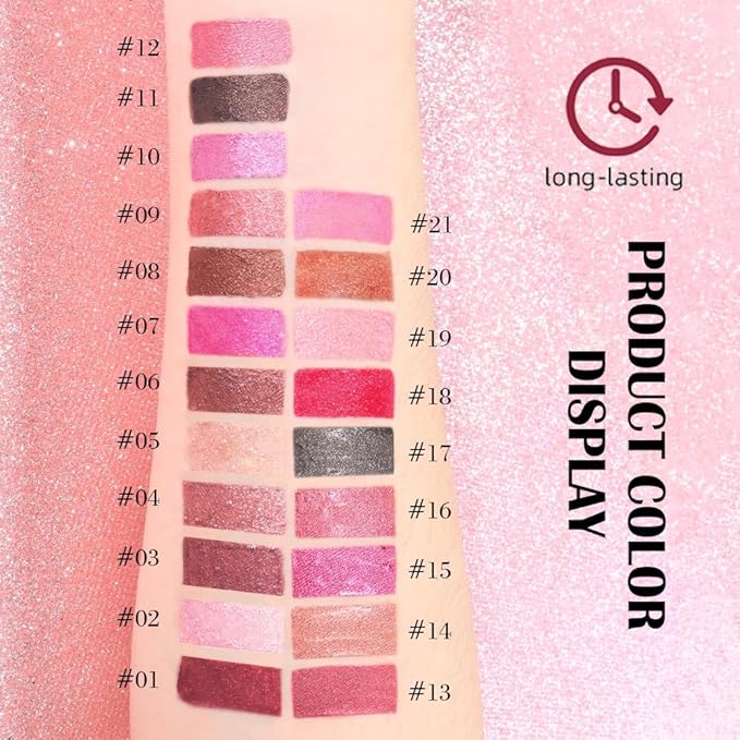 evpct Champagne Gold Metallic Glitter Lip Liner and Lipstick Combo Lip Gloss Stain Set Makeup for Women Long Lasting Waterproof 24, Blonde Frosted Metallic Shimmer Glossy iridescent Liquid Lipstick 05