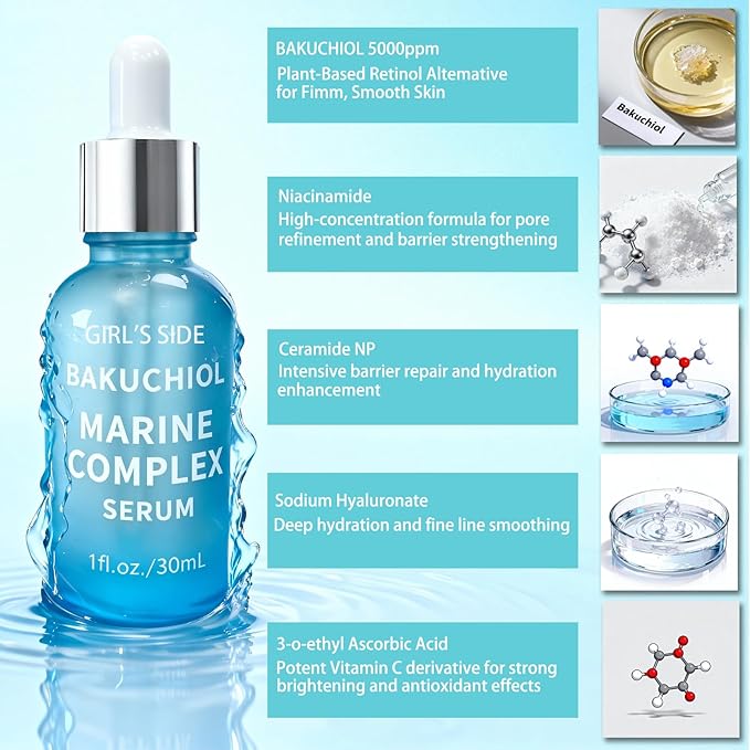 Bakuchiol Serum for Face - Retinol Alternative for All Skin Types, Anti-Aging Treatment Reduces Fine Lines & Wrinkles, Firms Skin with Ceramide & Hyaluronic Acid, 1 fl.oz