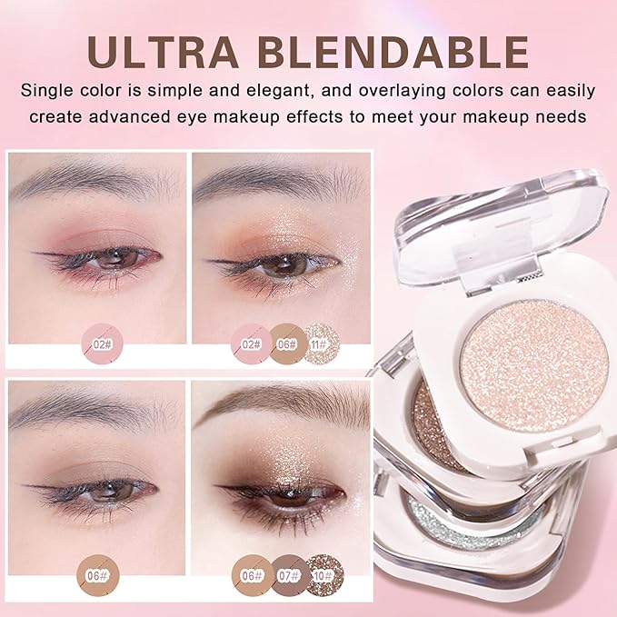 Shimmer Eyeshadow,Glitter Eye Shadow for Older Women,Blushing Lizard Eyeshadow Makeup,Lightweight Blendable Formula,Sombras de Ojos Profesional (12 Slive Glitter)
