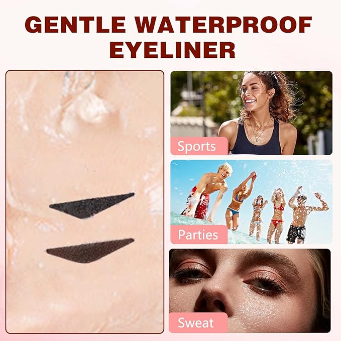 2 Pcs Gel Eyeliner Pencil Set, 2025 New Foldable Eyeliner Stamp for Perfect Wings, Waterproof Eyeliners Tool, Smudge Proof Eyeliners Pen for Beginners (Black + Black)