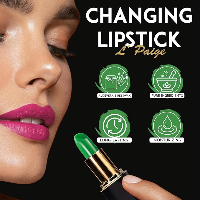 Lipstick L'Paige "BASIC GREEN" long-lasting mosturizing AloeVera "will Change"