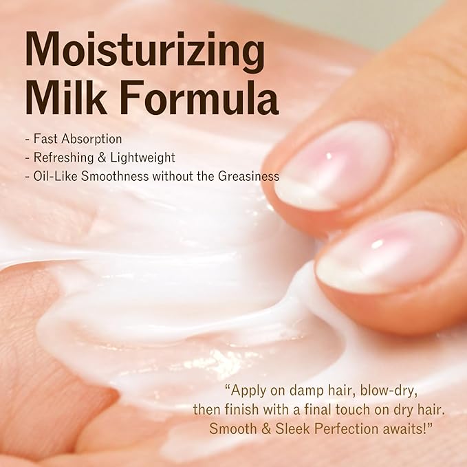 Leave-In Conditioner Hair Milk – Heat Protectant 392°F (200°C), Anti-Frizz Smoothing Cream, Split End Repair, Lightweight Non-Greasy Hydrating Hair Serum (150ml / 5.07 fl oz.)