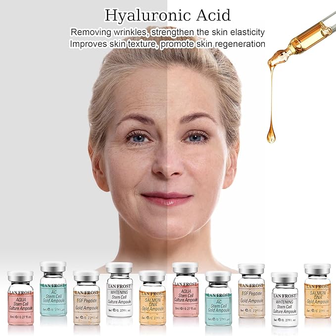 BB Facial Glow Starter Kit Serum Ampoule Hyaluronic Acid Essence for Skin Care, Hydrating and Improves Skin Radiance, 0.27oz 12 Vials
