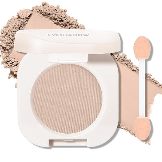 Nude Brown Matte Eyeshadow Palette, Single Eye Shadow High Pigment sombras para ojos Neutral Eyeshadow Velvet Compact Pressed Powder Primer Lightweight Blendable for Daily Natural Eye Makeup