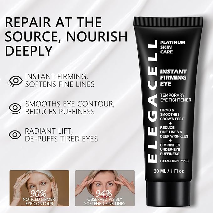 Elegacell Temporary Eye Tightener Cream Instant Firm Eye Cream - Smooth the Look of Fine Lines, 1 Fl oz / 30ml