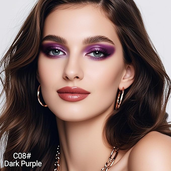 Erinde Waterproof Cream Eyeshadow Stick, Dark Purple Shimmer Eye Shadow Sticks, Cream to Powder Eyeshadow Crayon, Buildable & Blendable Long-Lasting Eye Shadow Stick, Vegan & Cruelty-Free, C08