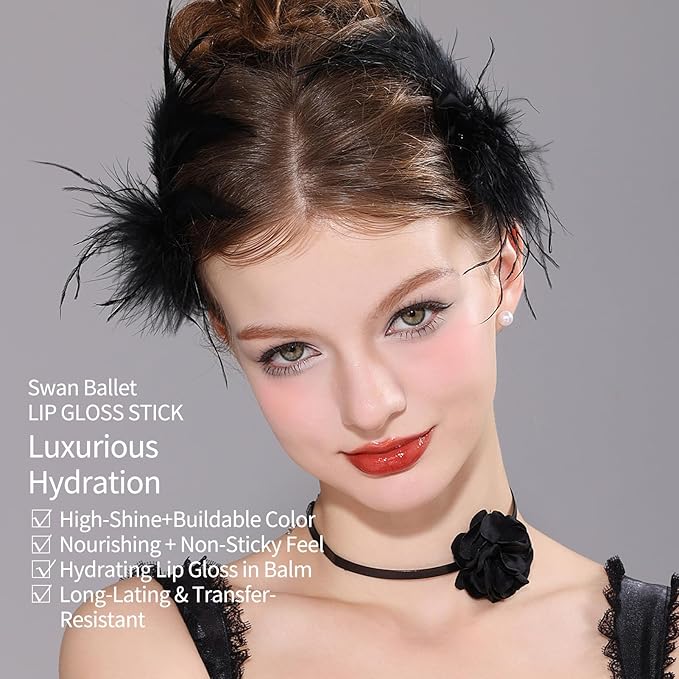 Flower Knows Swan Ballet Shine Lipstick,Hydrating Solid Lip Gloss,Moisturizing Red Tinted Lip Balm-Long Lasting Lip Gloss in Balm for Girls&Women(B08 Dancing Shoes)