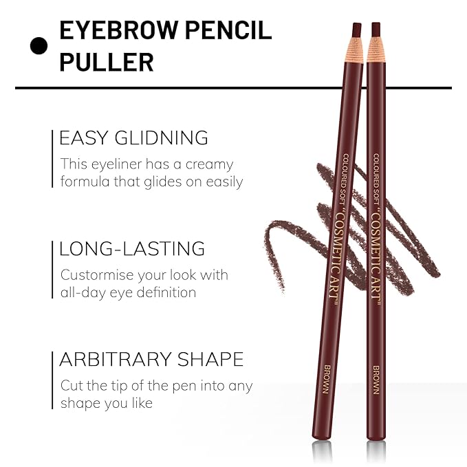 Ownest 6 Pcs Pull Cord Peel-off Eyebrow Pencil Tattoo Makeup and Microblading Supplies Set for Marking, Filling and Outlining, Waterproof and Durable Permanent Eyebrow Liner-Brown