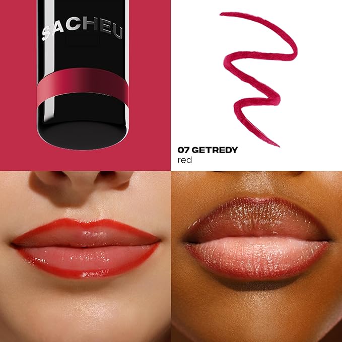 Sacheu Lip Liner STAY-N Peel Off Lip Stain — Long Lasting Waterproof Lip Tint with Hyaluronic Acid & Vitamin E — Transfer Proof Matte Finish, Vegan & Cruelty-Free (getREDy)