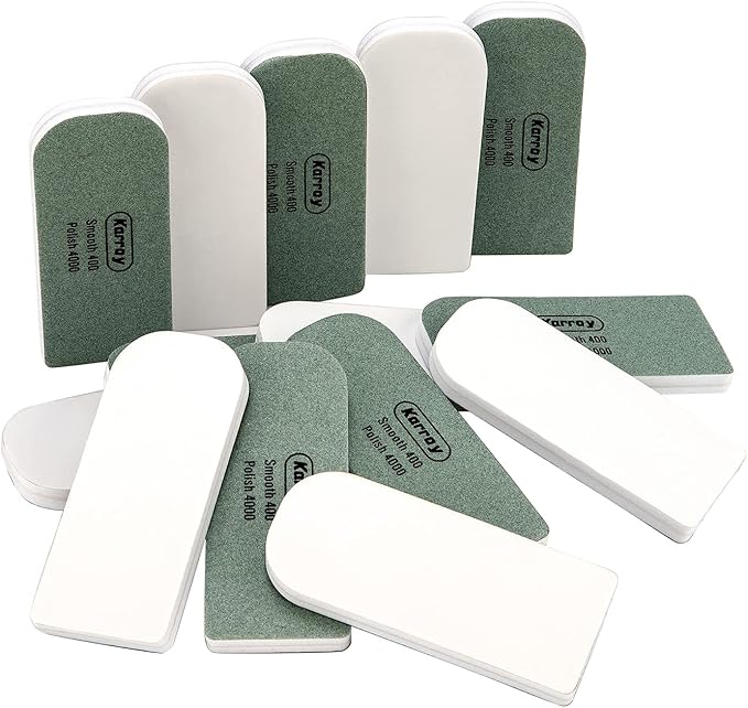 Karroy Nail Files and Buffers for Natural Nails Smooth and Polish Gel Surface Manicure Tool 2-Sided 14pcs 400/4000 Grit (B-Arch)