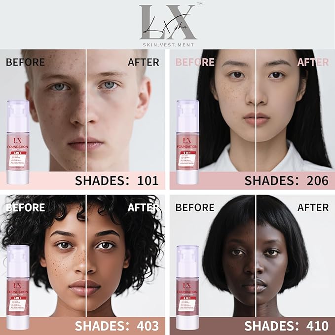 6-in-1 Makeup Infused with 1% Hyaluronic Acid- Matte + Poreless Liquid Foundation For A Glowing & Soft-Focus Look, Suitable for All Skin Types (206 Medium, 6-in-1 Makeup Foundation)