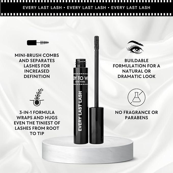 Ready To Wear 3-IN-1 EVERY LAST LASH MASCARA Amplifying Mascara Cooling Lengthening Long (BLACK)