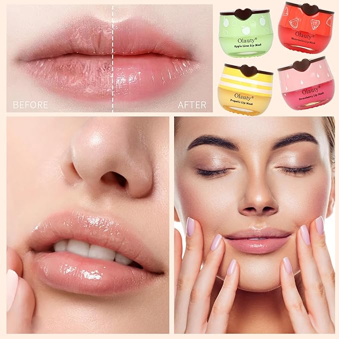 8 PCS Bee Lip Balm Lip Mask Honey Pot, Christmas Stocking Stuffers, Propolis Lip Mask Overnight Moisturizing Lip Balm with Stick, Lip Sleeping mask Hydrating Prevention Dry & Cracked,Reduce Lip Lines
